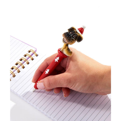Bobblehead Dog Santa Pen