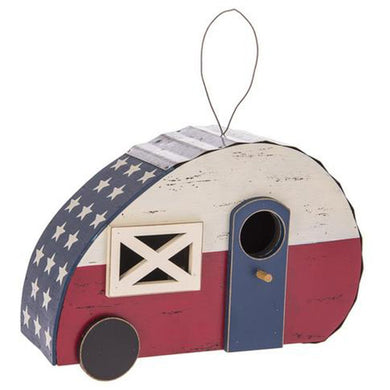 Camper Birdhouse Red White And Blue