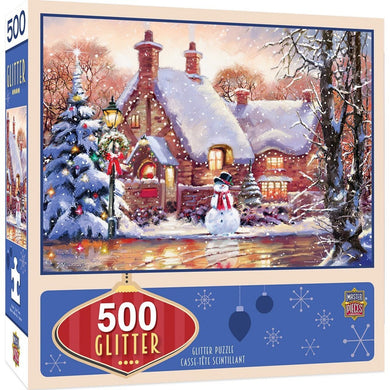 Snowman Cottage 500 Piece Glitter Puzzle