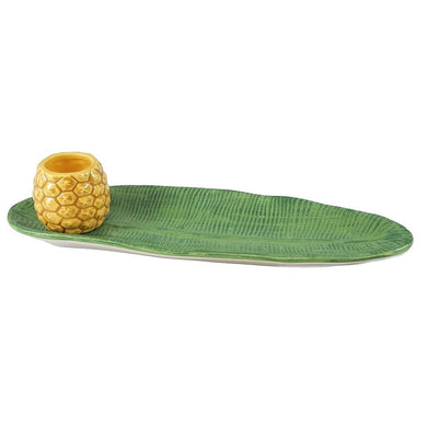 Ceramic Leaf Tray with Pineapple Toothpick Holder