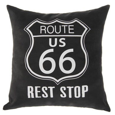 Black Square Route 66 Rest Stop Pillow