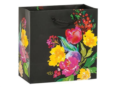 Black Floral Garden Blooms Gift Bag 6.5x6.5