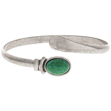 Silver Turquoise Bypass Cuff Bracelet