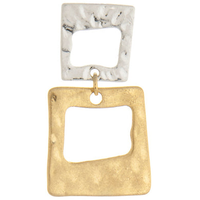 Two Tone Square Double Stack Earrings