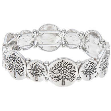 Silver Tree Disc Bracelet