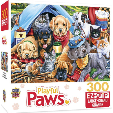 Playful Paws Camping Buddies - Large 300 Piece Ezgrip Jigsaw Puzzle by Jenny Newland