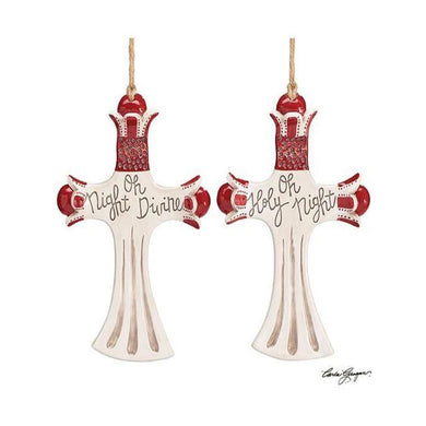 Red and White Cross Message Ornament